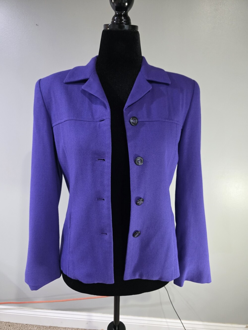 Gianni Sport Purple Wool Blend Skirt Suit VTG 90s Professional Minimalist. 6